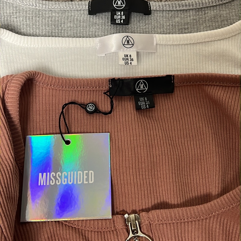 Set of 3👚💖 Missguided Long Sleeve Cropped Long Sleeve Tops